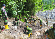 TNI Kebut Pembangunan Jembatan Perintis Garuda / Jembatan Gantung di Jorong Sini Air, Nagari Malalak Selatan, Kecamatan Malalak, Kabupaten Agam