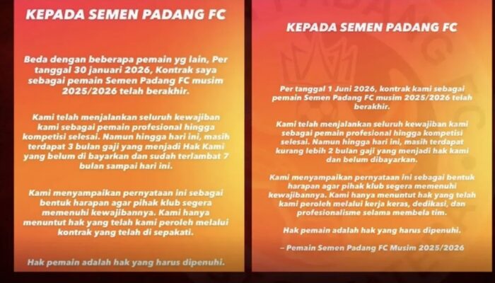 Persiapan Terlihat Mewah, Eks Semen Padang FC Tagih Tunggakan Gaji